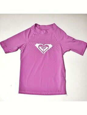 Roxy Toddler Girls' Pink Short-Sleeve Rashguard with White Logo Us3